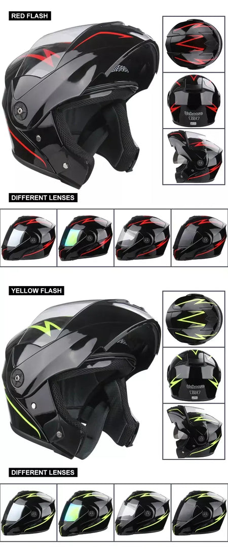 Unisex Capacete com viseira, lente dupla, seção transversal, segurança, modular, flip, capacete, certificação DOT, Uchoose