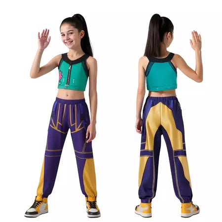 Halloween crianças zoey mira rumi cosplay traje carnaval, k-pop caçadores menina grupo ídolo role play vestir-se terno