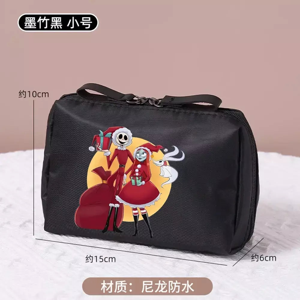 O pesadelo antes do natal saco de maquiagem figura dos desenhos animados jack skellington bolsa sacos cosméticos disney compõem casos organizadores
