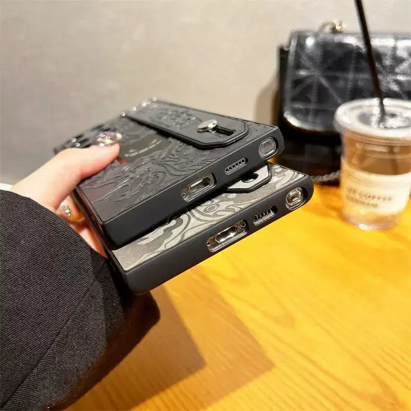 Gengar dos desenhos animados couro pulseira laser caso de telefone para samsung galaxy s25 s24 s23 s22 ultra plus a56 a55 a54 a36 capa à prova de choque