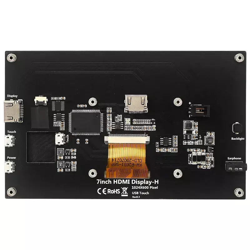 7 Polegada display portátil ips lcd tela de toque capacitivo 1024x600 monitor alto-falantes opcionais para raspberry pi 5 4b 3b + computador portátil