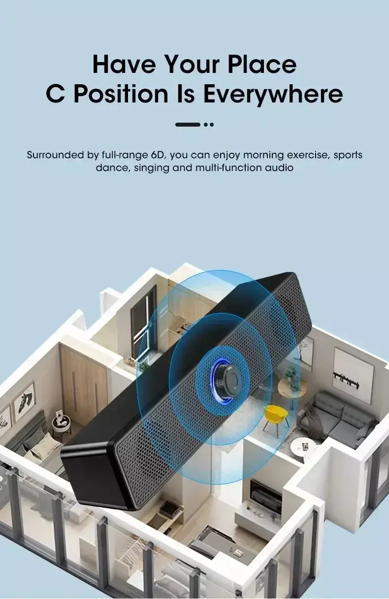 Bluetooth 4d surround alto-falante sistema de som de cinema em casa computador soundbar tv subwoofer com fio estéreo graves fortes para festa em casa