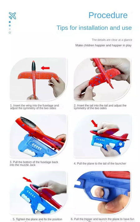 Lançador de avião Brinquedos para crianças, avião ao ar livre, avião voador antiderrapante, catapulta de espuma EPP, presentes de aniversário para meninos e meninas