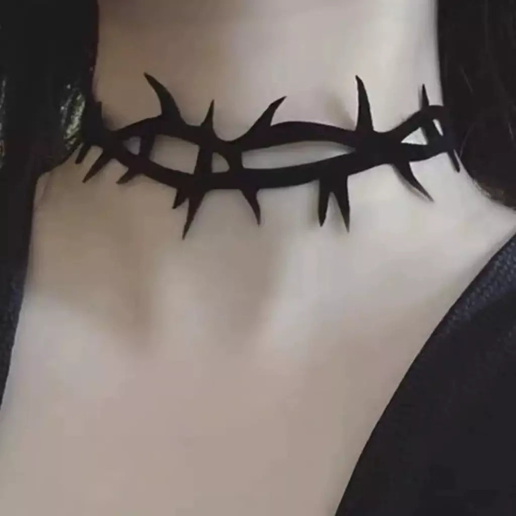 Colar de espinho de veludo de renda preta para mulheres gótico punk rock gargantilha colar moda festa gargantilhas colares yk2 jóias presentes