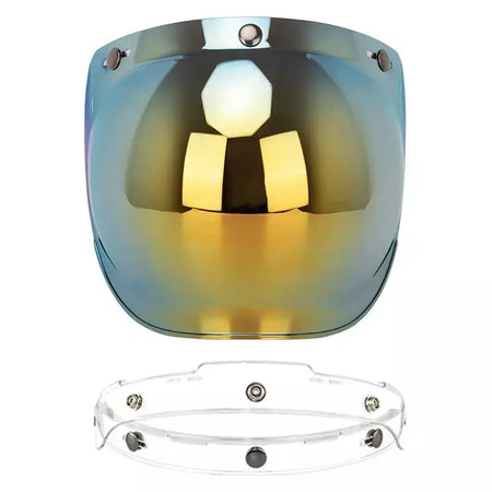 Capacete de motocicleta bolha escudo viseira anti-nevoeiro proteção uv lente hd para capacete retro rosto aberto meio capacete bolha óculos lente