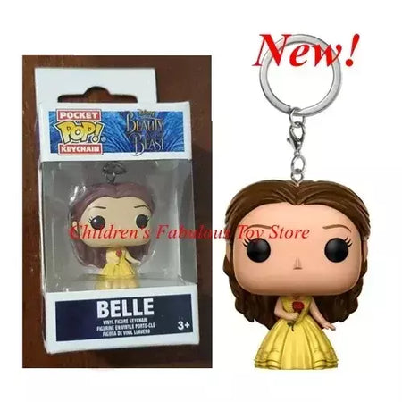 Novos chaveiros funko disney demona princesa bella ariel alice anna elsa bell jack sally ponto figura de ação brinquedos ornamentos