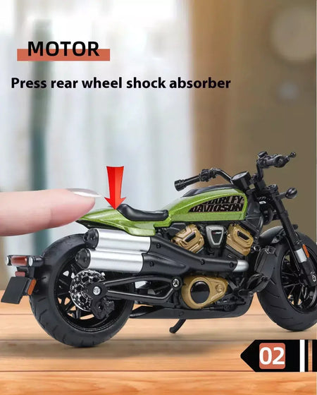 Simulação 1/12 davidson SPORTSTER-S motocicleta de liga off-road, ornamentos de modelo para crianças brinquedos para meninos presentes de feriado