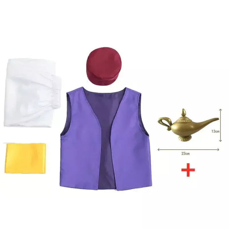 Adulto aladdin príncipe traje nuvens árabes cosplay com cinto e chapéu para festa de halloween desempenho lâmpada de deus vestido de festa