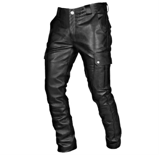 Novos Homens Calças De Couro Preto/Vermelho/Marrom Moda Masculina Dança Festa Calças Casuais Tamanho Grande 5XL
