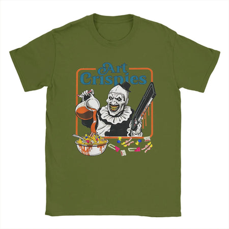 Arte Crispies Terrifier Horror Halloween Filme Homens Camiseta Incrível Camisetas Manga Curta O Pescoço Camisetas 100% Algodão 6XL Tops