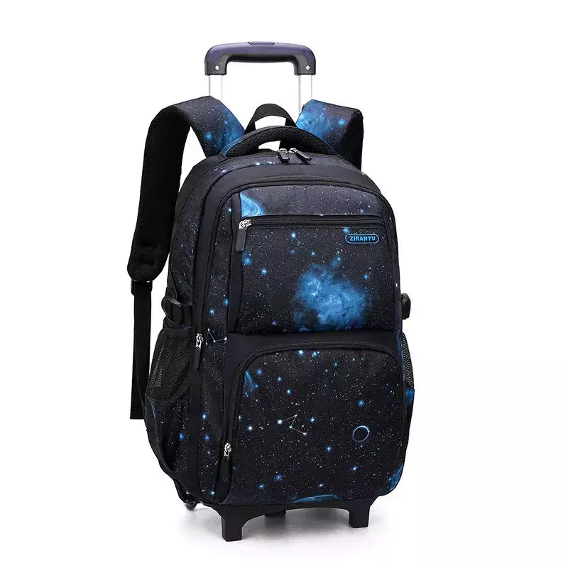 Mochila escolar com rodas para crianças, Mochila de rolamento para menino, Mochila escolar com rodas, Mochila de bagagem de mão, 6 rodas