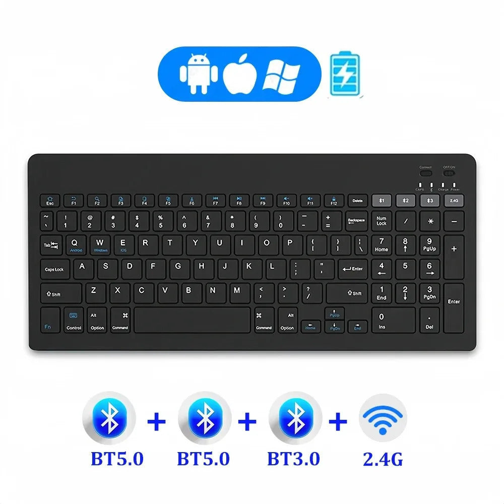 Teclado bluetooth duplo tri-modo bt5.0 3.0 2.4g teclado sem fio com touchpad teclado para jogos com slot para cartão para laptop tablet
