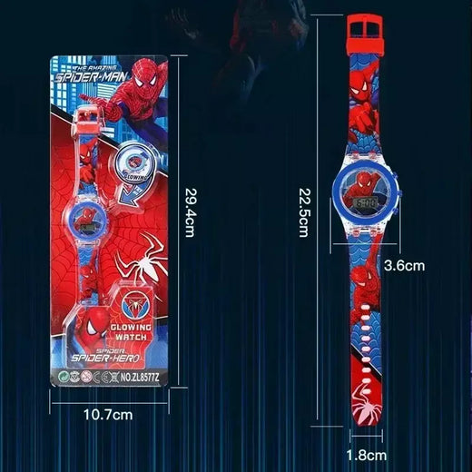Anime flash luz spiderman crianças relógios para meninos dos desenhos animados tubarão mickey crianças relógio meninas estudante presentes 2026 novo miniso