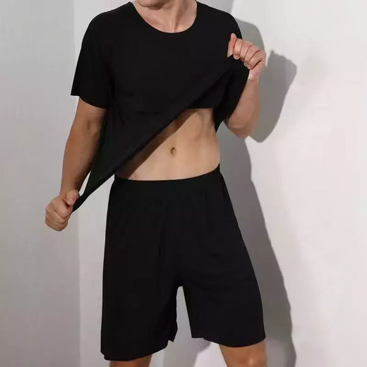 Pijama solto masculino de manga curta, roupa caseira, camiseta, shorts esportivos e de lazer, terno tamanho grande, 4x menino, 2 peças por conjunto