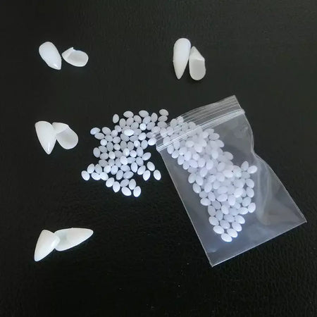 1 par de dentes de vampiro para halloween, presas para dentaduras, adereços para festa, fantasia diy, adereços para cosplay, dentes falsos, presas de resina com cola sólida