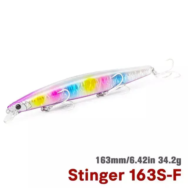 TSURIKNOYA-STINGER 163S-Ultra Long Casting Saltwater Sinking Minnow, Iscas de Pesca, Iscas Artificiais Duras para Robalo, 163mm, 34.2g