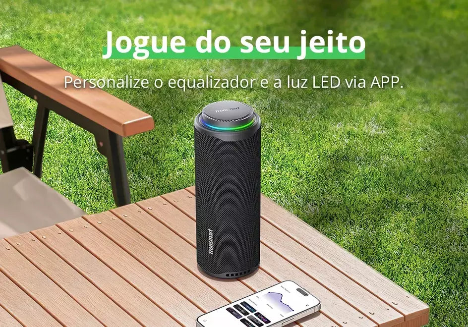 Tronsmart T8 caixa de som bluetooth portátil, Alto-falante Bluetooth 40W Alto-falante portátil externo com graves profundos, SoundPulse, IPX7 à prova d'água, controle de APP, para camping