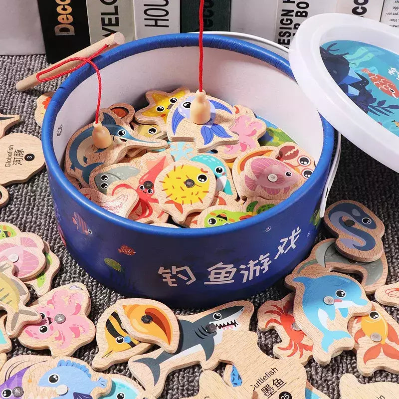 Montessori brinquedos de pesca para crianças, Desenhos animados, Vida marinha, Cognition Fish Games, Interativo pai-filho, Brinquedo educativo