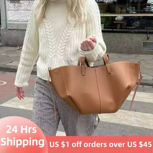 Bolsa de ombro elegante de grande capacidade para mulheres, Bolsa de lazer de couro PU