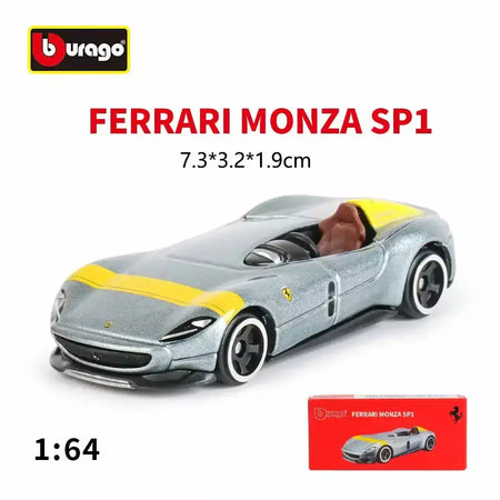 Coleção Ferrari Bburago 1:64 - modelos fundidos em liga LaFerrari 458 Enzo SF90, mini carros de simulação, conjunto de presente para adultos e crianças