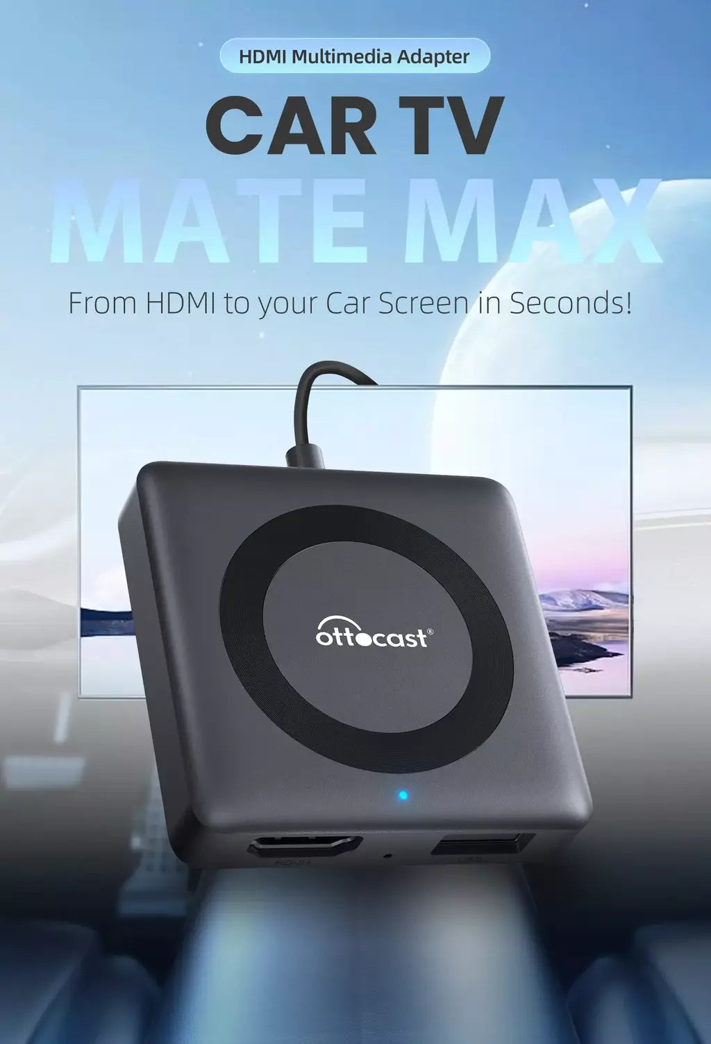 Otocast carro tv mate com fio para adaptador carplay sem fio android auto hdmi multimídia conversor de vídeo para tv varas caixa de jogo telefone