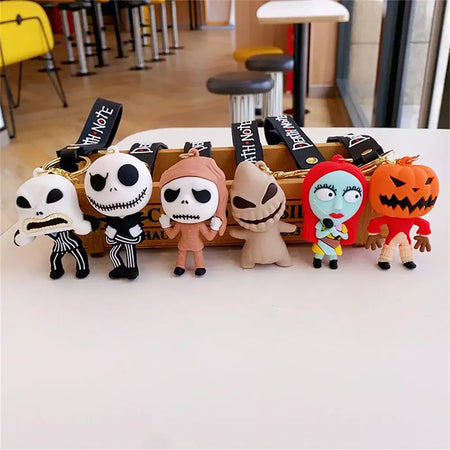 Disney pesadelo antes do natal chaveiro personagem aterrorizante figuras dos desenhos animados bonito chave pingente mochila decorações brinquedo presente