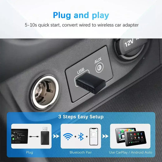 Carplay android auto adaptador sem fio para toyota mazda nissan camry suzuki subaru citroen audi mercedes kia ford opel spotify bt