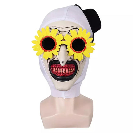 Arte o palhaço cosplay máscara horror terror terror 3 óculos de girassol headwear chifre adereços halloween carnaval traje acessórios