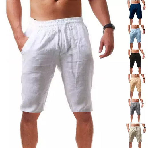 Respirável Shorts De Linho De Algodão dos homens, Calças Masculinas Verão, Calças Curtas de Cor Sólida, Fitness Streetwear, S-3XL