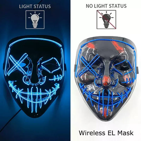 Neon sem fio led máscara de purga brilho no escuro cosplay máscara de terror halloween masquerade festa máscaras brilhantes engraçado vestir-se