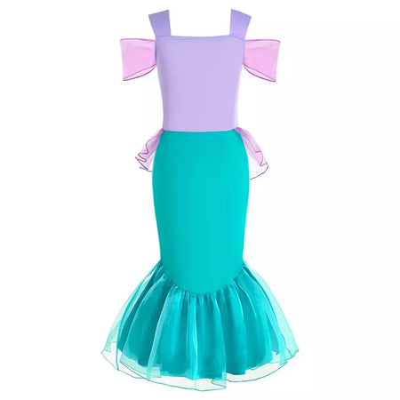 Meninas roxo-azul sereia ariel cosplay vestido de halloween vestido de festa de aniversário meninas praia vestido de férias