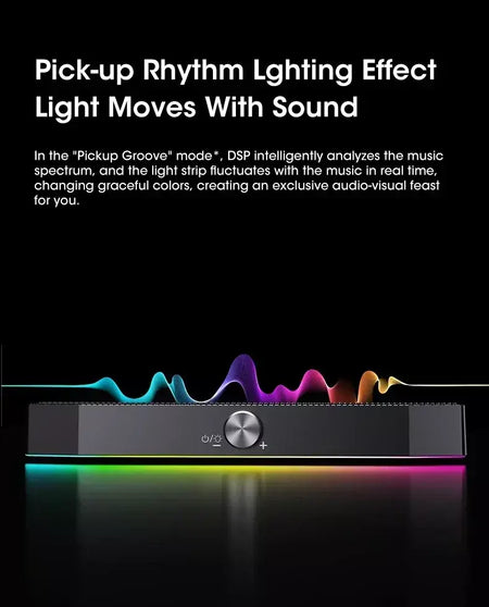 Barra de som sem fio Bluetooth 4D Surround RGB Luzes, subwoofer de graves profundos para laptop de jogos de PC de home theater, alto-falante multiroom 120W