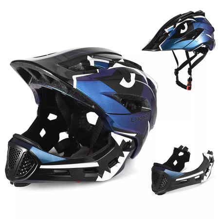 Capacete facial completo destacável para crianças, capacete de segurança esportivo para ciclismo, skate, patinação