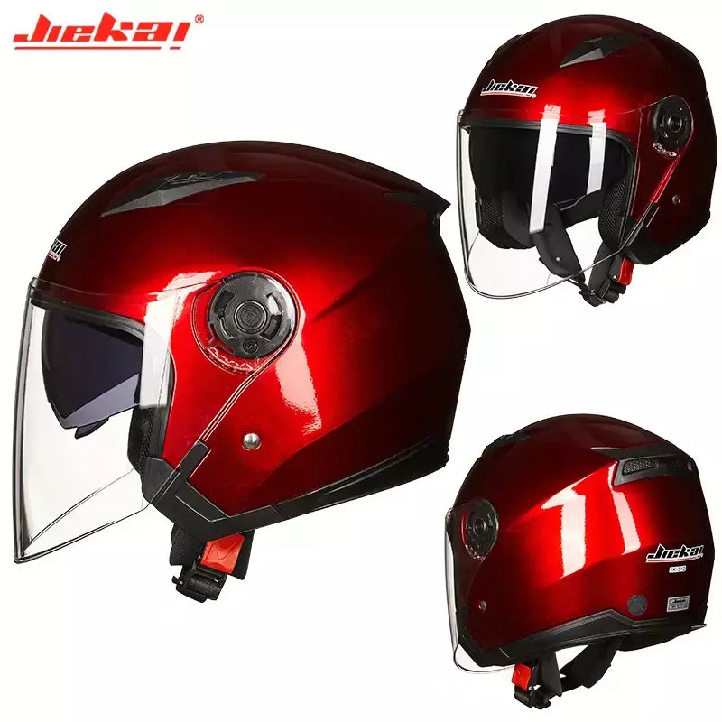 Homens motocicleta metade capacetes lente dupla scooter moto capacete casco aldeia equitação capacete de moto motocross capacetes-JIEKAI