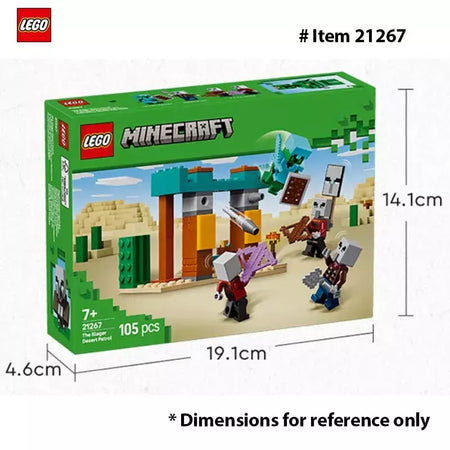 LEGO 21267 Minecraft The Illager Desert Patrol Figuras de brinquedo e playset - Brinquedo Minecraft de construção com 4 figuras para brincar de fingir