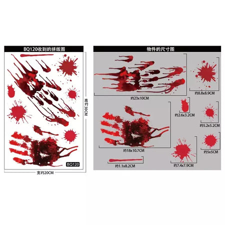 Halloween shopping janela fantasma sombra horror adesivo festa de halloween decoração sangue handprint adesivo eletrostático