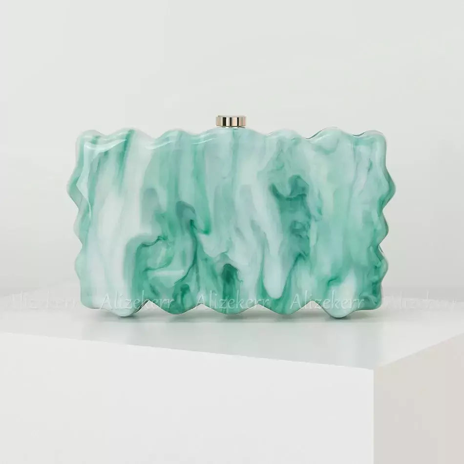 Alizekerr onda-como caixa de acrílico sacos de noite feminino 2024 boutique elegante marmorizado bolsas de embreagem e bolsas festa de casamento