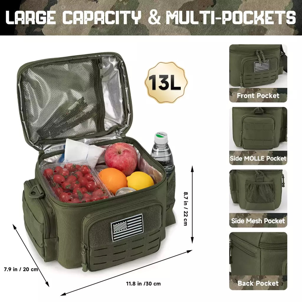 Heavy Duty Tactical Lunch Box para Homens, À Prova de Vazamentos, Isolado, Durável, Saco Térmico, Refeição, Camping, Piquenique, Trabalho