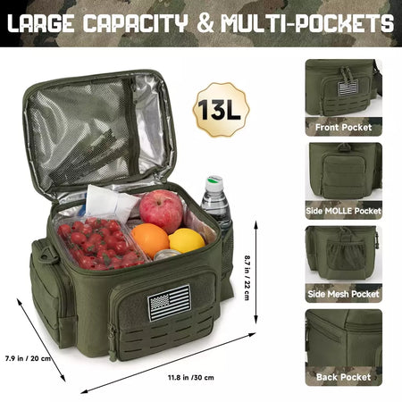 Heavy Duty Tactical Lunch Box para Homens, À Prova de Vazamentos, Isolado, Durável, Saco Térmico, Refeição, Camping, Piquenique, Trabalho