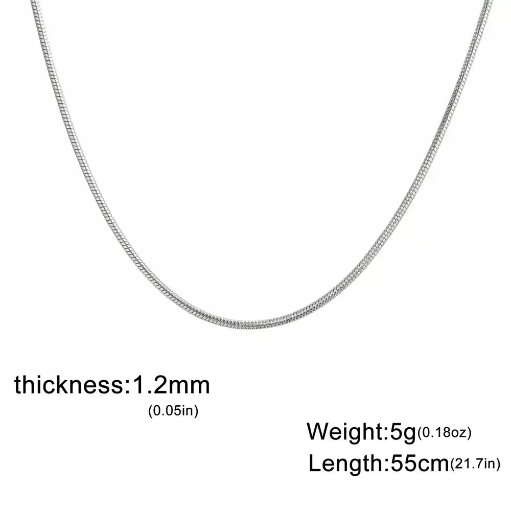 My Shape Rodada Cobra Cadeia Colar para Mulheres Homens Aço Inoxidável Link Cadeia 0.9mm 1.2mm 2mm Cadeia Gargantilha Moda Jóias Presentes