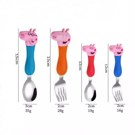 4 pçs/set talheres peppa porco unicórnio garfo colher brinquedo conjunto george festa de aniversário talheres rosa figura dos desenhos animados crianças presente para crianças