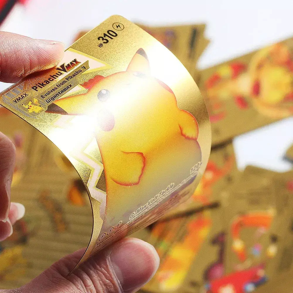 Cartão de folha de ouro colorido pokemon charizard pikachu arceus prata preto arco-íris inglês francês alemão espanhol vstar gx vmax cartões