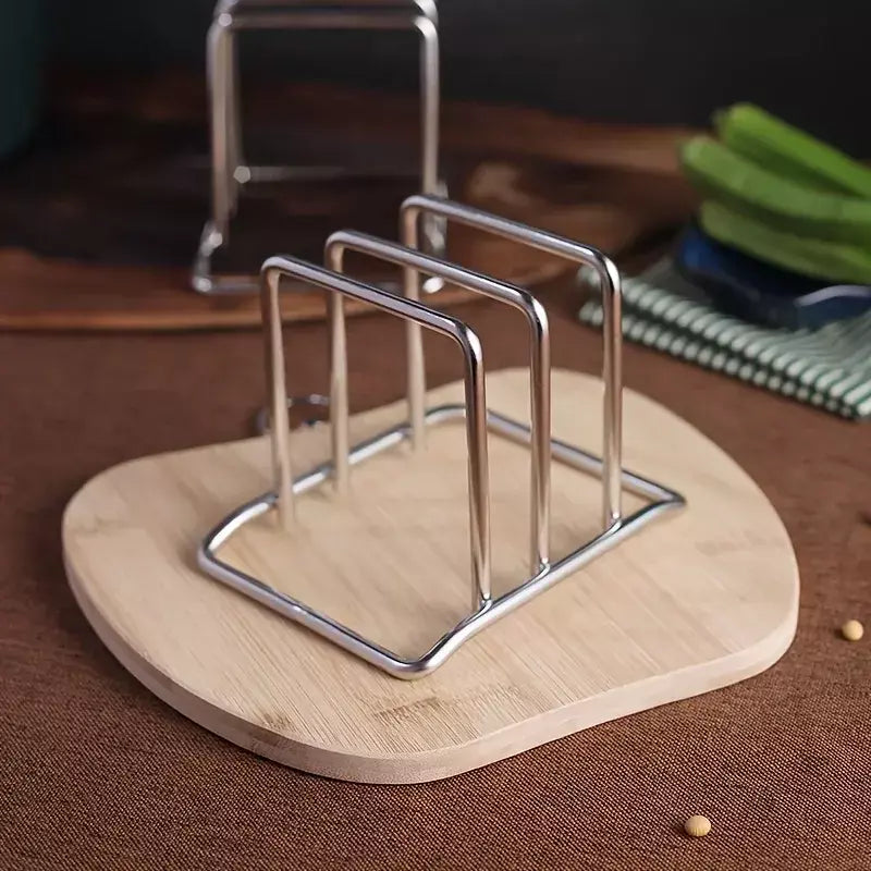 1pc economia de espaço tampa de panela de aço inoxidável e combinação organizador de placa de corte-suporte de bancada resistente, organizador de cozinha