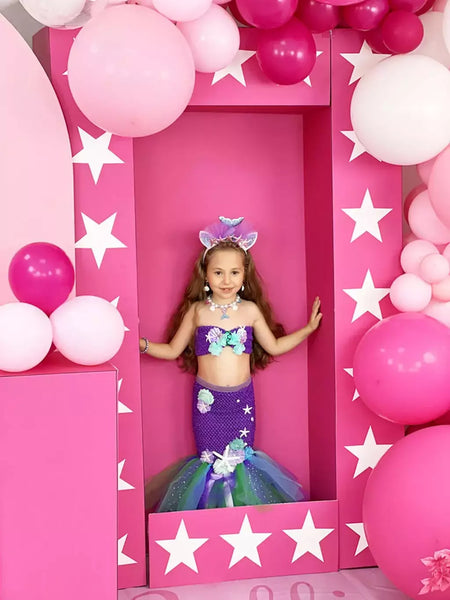 Meninas escala roxa princesa sereia ariel cosplay vestido de halloween vestido de festa de aniversário meninas verão praia vestido de férias