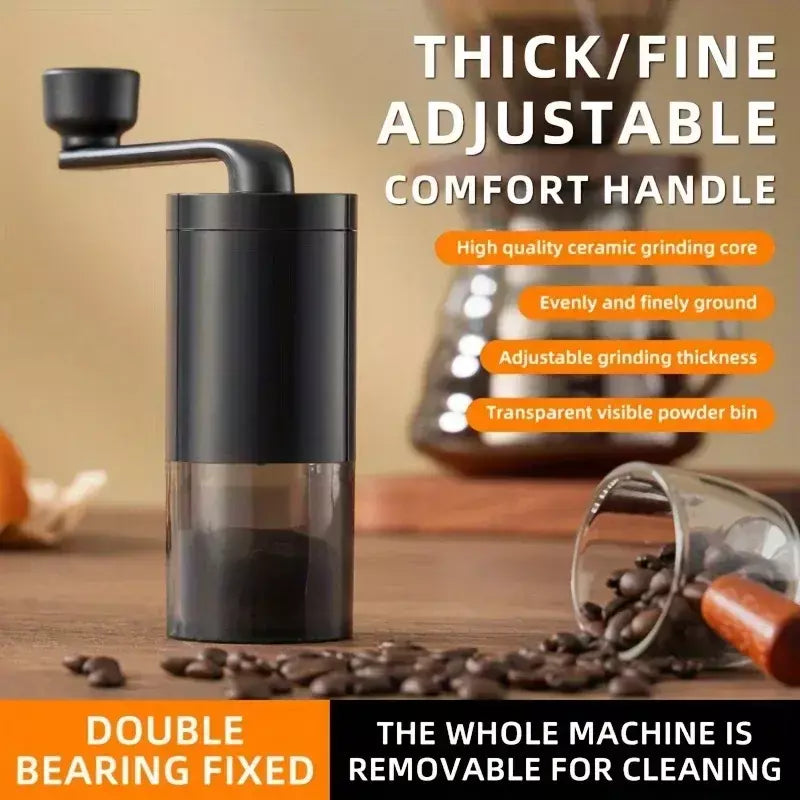 Moedor de café manual portátil, máquina manivela, moedor de feijão ajustável, viagem ao ar livre em casa, pequeno