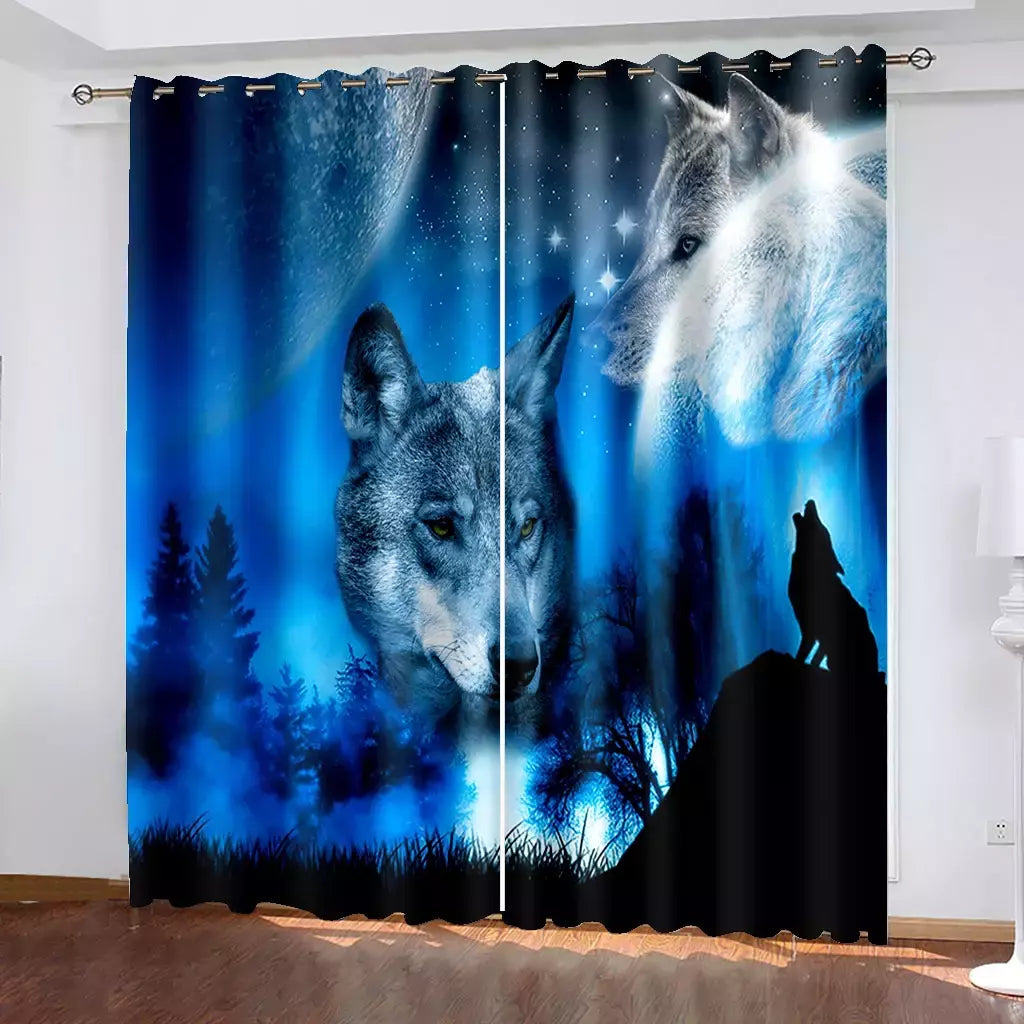 3D Printed Rose Shading Window Curtain para crianças, leão, tigre, lobo, animal, sala de estar, quarto, cozinha, porta, salão, decoração de casa