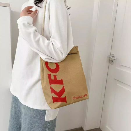 Mochila escolar Kfc com cordão, estilo kawai, personalizado, casual, presente de aniversário, para estudante, atacado