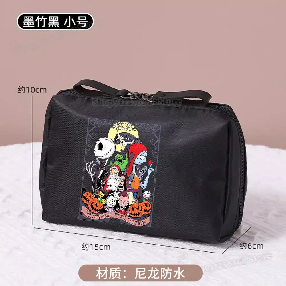 O pesadelo antes do natal saco de maquiagem figura dos desenhos animados jack skellington bolsa sacos cosméticos disney compõem casos organizadores