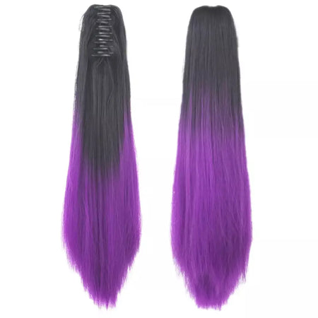 Longo reto sintético rosa ombre extensão do cabelo peruca garra rabo de cavalo pônei fada cauda falso peças de cabelo clipe na peruca
