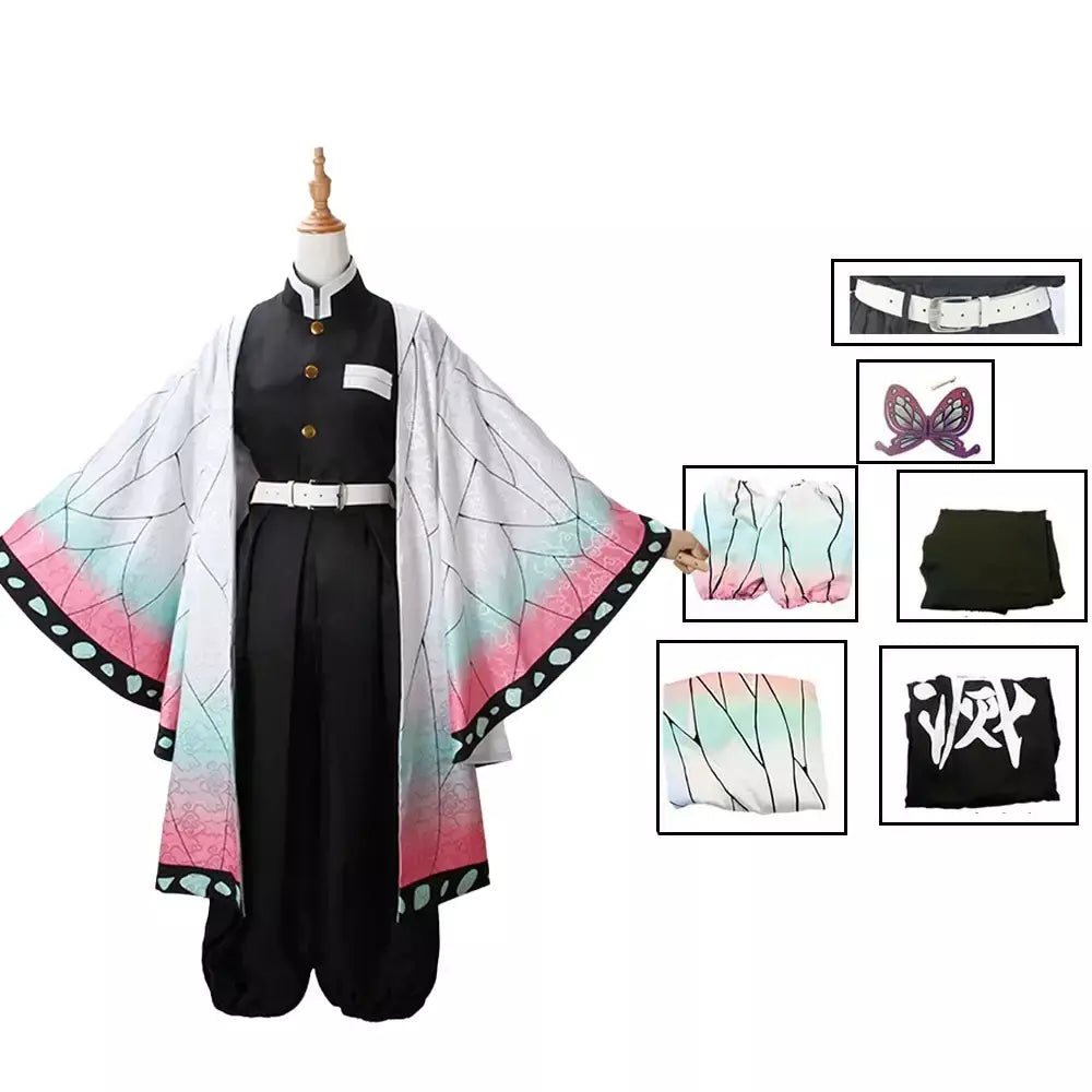 Anime kimetsu não yaiba kochou kochou shinobu cosplay traje demônio slayer kochou uniformes perucas cabelos halloween para crianças adulto